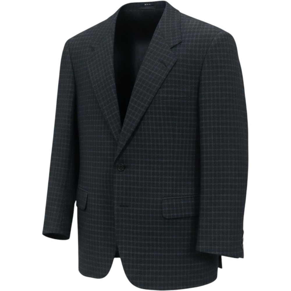 Bert Pulitzer VTG Mens Preppy Silk Plaid Sport Coat 46R Black Textured Classic